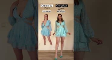Kıyafetler onlineda ve gerçekte nasıl duruyor?💙 Elbise linki sabit yorumda💙 #shorts #kombin Modası