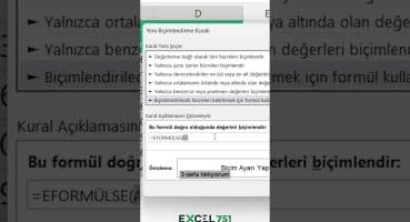 Excel – Formül içeren Hücreleri Renklendirme Nasıl Yapılır? #excel751 #excel