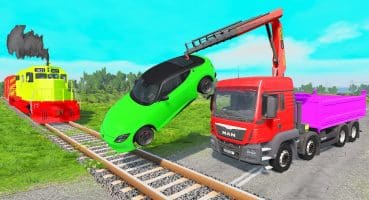 Flatbed Trailer Truck vs Train – Mixer Truck Cars Rescue – BeamNG.Drive Fragman izle