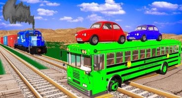 Double Flatbed Trailer Truck vs Speedbumps Train vs Cars | Tractor vs Train Beamng.Drive 062 Fragman izle