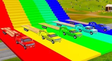 Flatbed Trailer Truck Potholes Transport Car Portal Trap Rescue – Cars vs Speed Bumps – BeamNG.drive Fragman izle