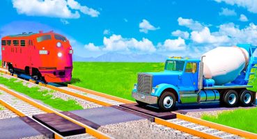 Double Flatbed Trailer Truck vs Speedbumps Train vs Cars BeamNG drive Fragman izle