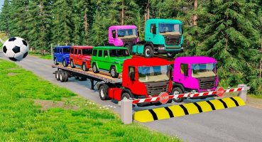 Double Flatbed Trailer Truck vs speed bumps |Busses vs speed bumps | Beamng Drive #203 Fragman izle