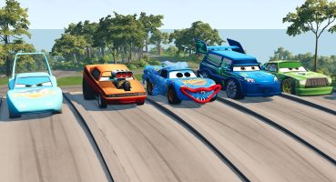 Flatbed Trailer Monster Truck vs Train – Cars vs Speed Bumps – BeamNG.Drive #200 Fragman izle