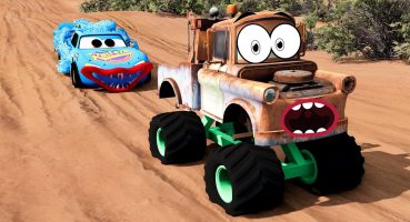 Flatbed Trailer Monster Truck vs Train – Cars vs Speed Bumps – BeamNG.Drive #252 Fragman izle
