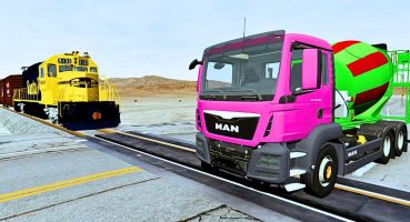 Double Flatbed Trailer Truck vs Speedbumps Train vs Cars | Tractor vs Train Beamng.Drive Fragman izle