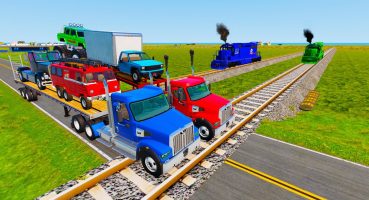 Cars vs Double Trailer Truck – Train and Rails – Speed Bumps – Deep Water – BeamNG.Drive Fragman izle