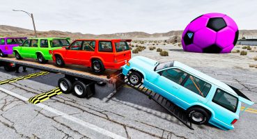 Flatbed Trailer Cars Transportation with Truck | Pathole vs Car | BeamNG drive NBG #175 Fragman izle