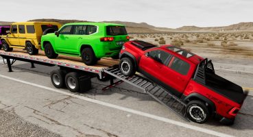 Flatbed Trailer Tractor Mixer Truck vs Rails – Cars vs Speed Bumps – BeamNG.Drive Fragman izle
