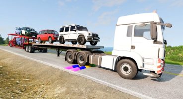 Double Flatbed Trailer Truck vs Speedbumps | Train vs Cars | Tractor vs Train BeamNG Drive #2024 Fragman izle