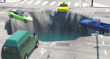 Flatbed Trailer Truck Potholes Transport Car Rescue – Cars vs Deep Water – BeamNG.drive Fragman izle