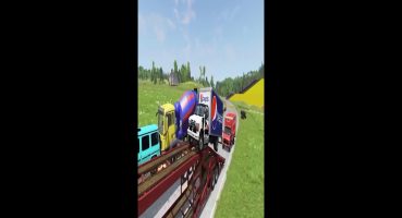 Double Flatbed Trailer Truck vs speed bumps |Busses vs speed bumps | Beamng Drive Fragman izle