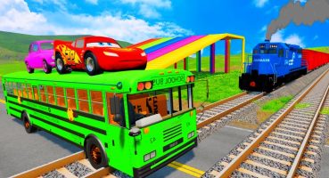 Double Flatbed Trailer Truck vs Speedbumps | Train vs Cars | Tractor vs Train | BeamNG.Drive #3 Fragman izle