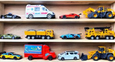 Box full of various miniature cars Road Roller, Trailer Truck, Sand Truck, Dump Truck, Mixer Truck Fragman izle