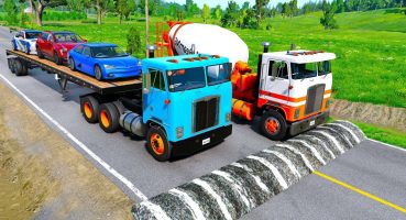 Flatbed Trailer Tracktor Truck Rescue Stuck Cars – Long Cars vs Rail Road and Trains BeamNG Fragman izle