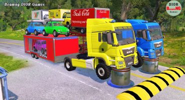 Double Flatbed Trailer Truck vs speed bumps|Busses vs speed bumps|Beamng Drive|879 Fragman izle
