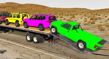 Flatbed Trailer new Toyota Cars Transportation with Truck – Pothole vs Car #115 – Top Bng Games Fragman izle