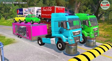 Double Flatbed Trailer Truck vs speed bumps|Busses vs speed bumps|Beamng Drive|8893 Fragman izle