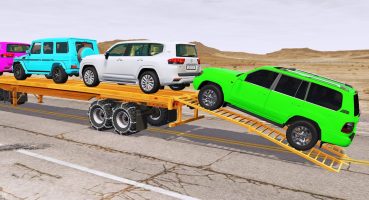 Flatbed Trailer new Toyota Cars Transportation with Truck – Pothole vs Car #161 – BeamNG.Drive Fragman izle