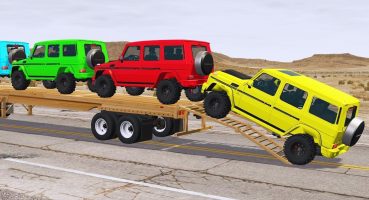 Double Flatbed Trailer Truck vs Speedbumps Train vs Cars Tractor vs Train Beamng Drive#16 Fragman izle