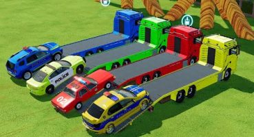 Double Flatbed Trailer Truck vs Speedbumps | Train vs Cars | Tractor vs Train | BeamNG.Drive Fragman izle