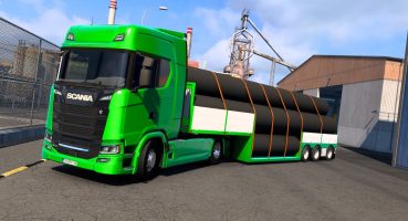 GKVFJX GAMING ETS2 NEW TRAILER MOD WELL FLATBED TRAILER BY RUSSIANGUY, JS TRUCKSTYLING V2.0 1.50 Fragman izle