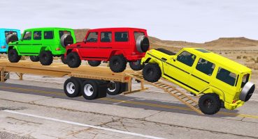 Double Flatbed Trailer Truck vs Speedbumps Train vs Cars Tractor vs Train Beamng Drive#57 Fragman izle