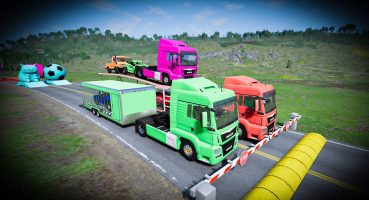 Flatbed Trailer Cars Transportation with Truck | Pathole vs Car | BeamNG drive #526 Fragman izle