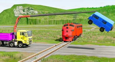 Double Flatbed Trailer Truck vs Speedbumps Train vs Cars  Tractor vs Train Beamng.Drive #929 Fragman izle