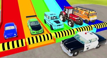 Double Flatbed Trailer Truck vs Speedbumps Train vs Cars | Tractor vs Train Beamng.Drive Fragman izle