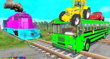 Double Flatbed Trailer Truck vs Speedbumps Train vs Cars Beamng.Drive / Flatbed Trailer Fragman izle